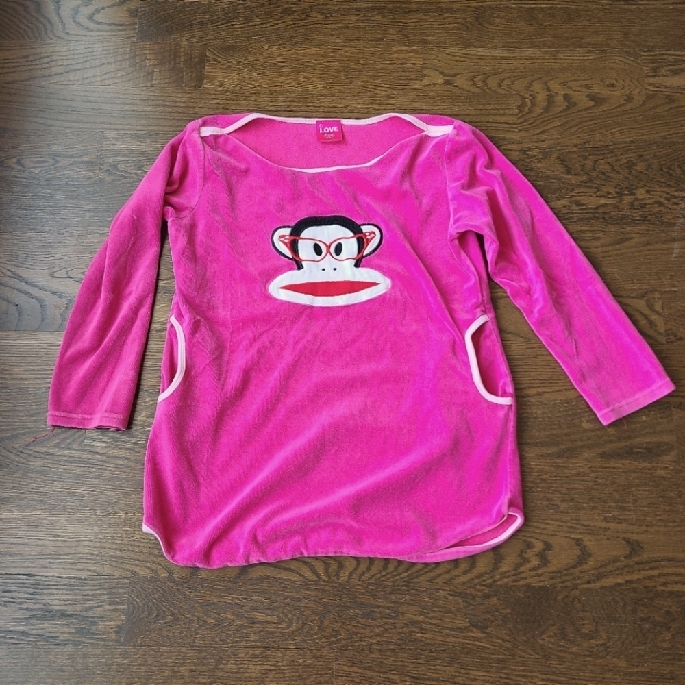 Love Paul Frank logo Pink Long Sleeve Top sz.M